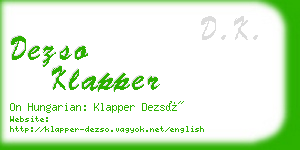 dezso klapper business card